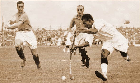 Dhyan Chand in action at the 1936 Berlin Olympics