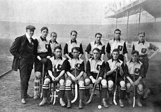 Germany's 1908 Olympic field hockey team at an early era of the sport